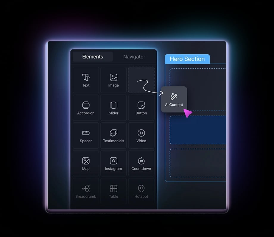 Inflancer Builder editor UI screenshot mockup