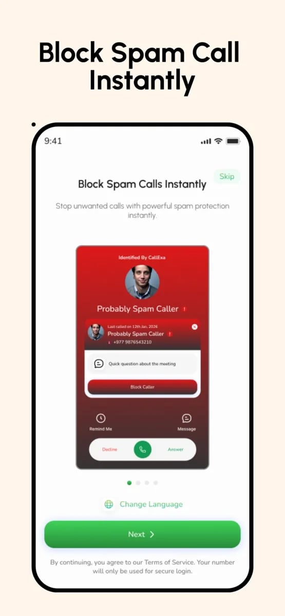 Callexa app screen