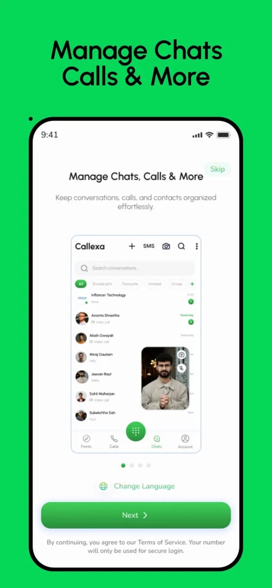 Callexa app screen
