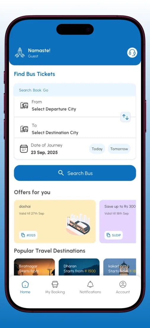 Mero Ticket app screen