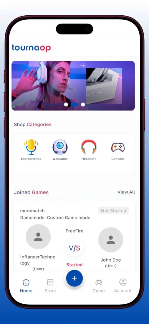 Tournaop app screen