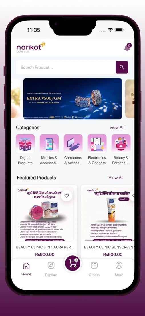 Narikot app screen