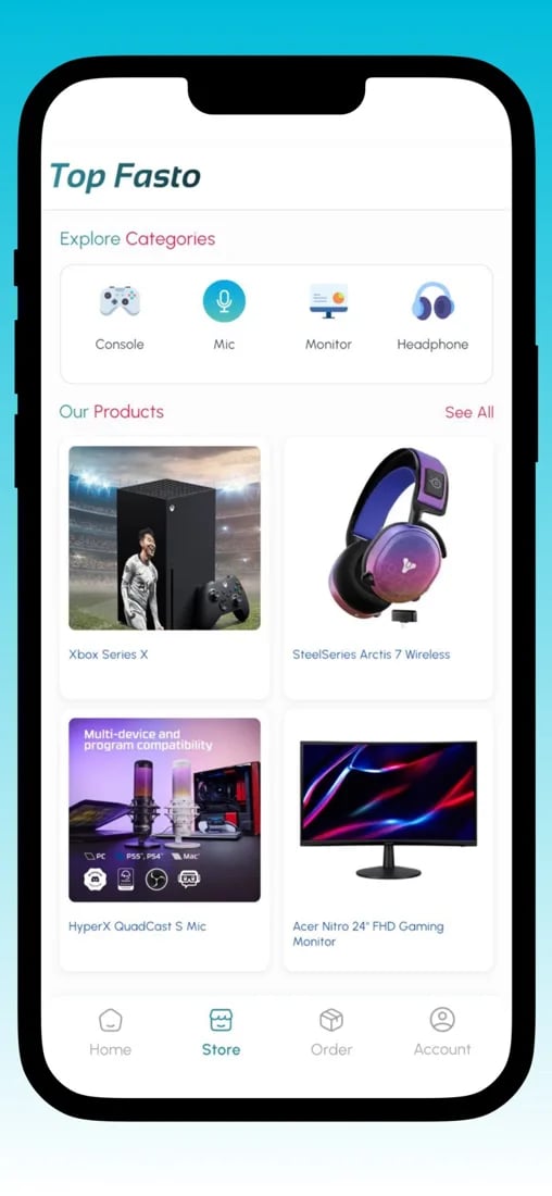 Top Fasto app screen