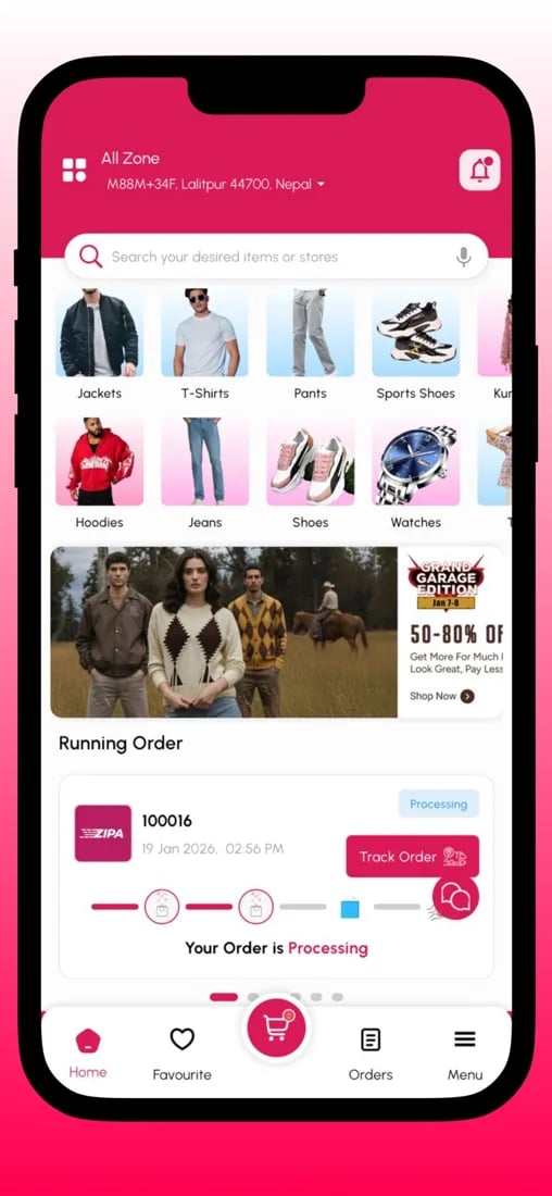 Zipa app screen