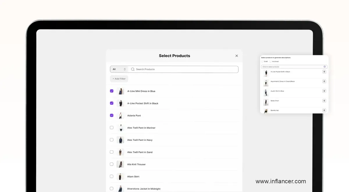 Product Selection Modal