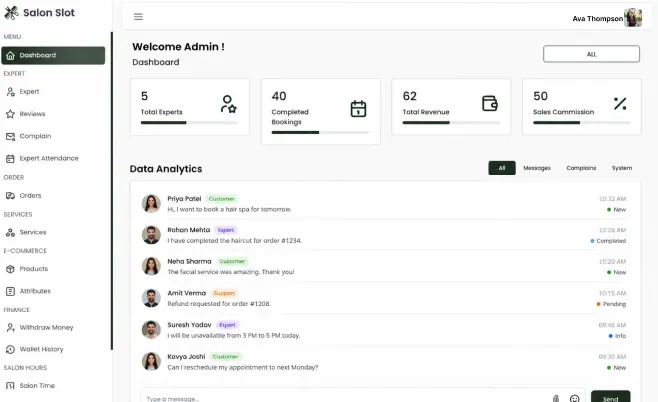 Multi Salon salon panel — Dashboard