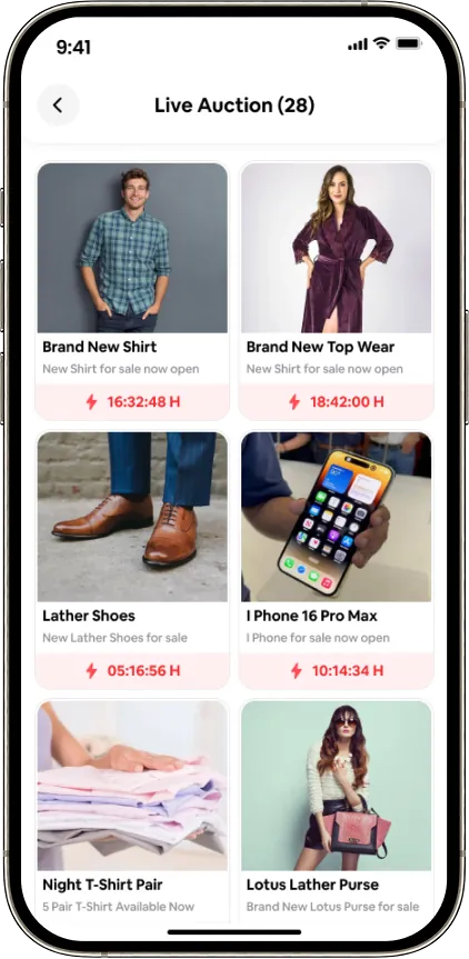 Listify live auction screen