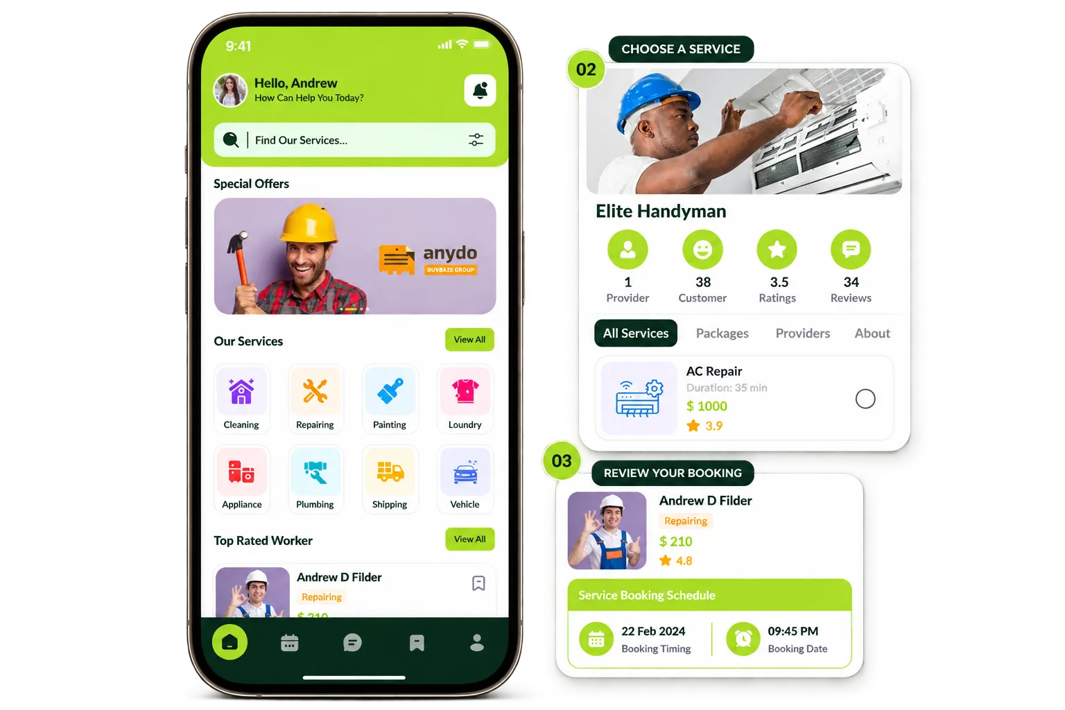 Handy — product hero collage