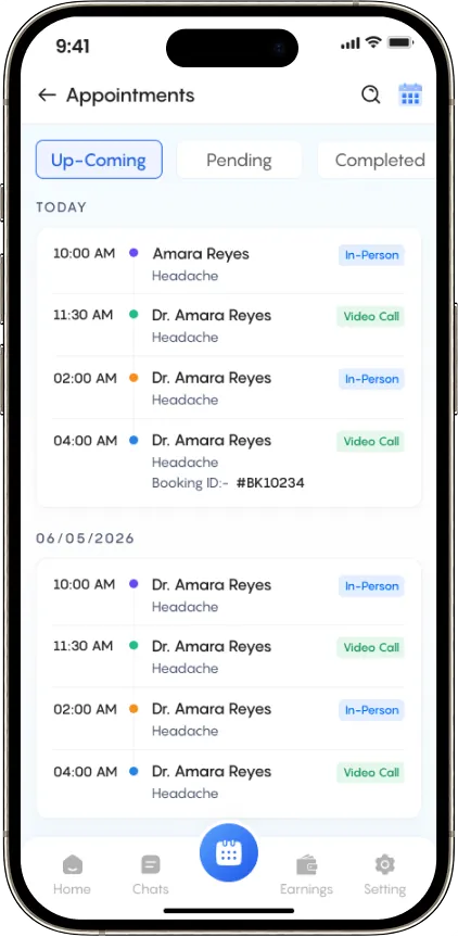 Bookento provider appointments calendar