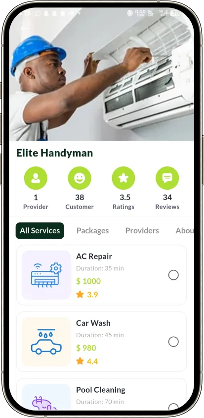 Handy service details and packages