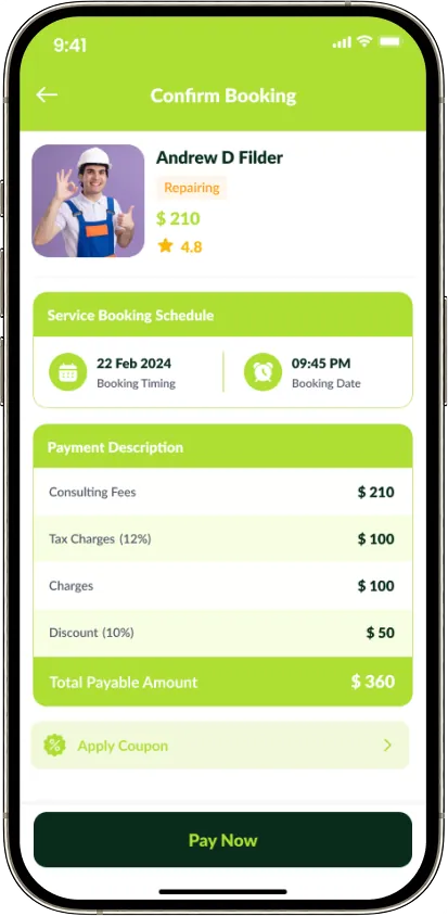 Handy confirm booking and payment