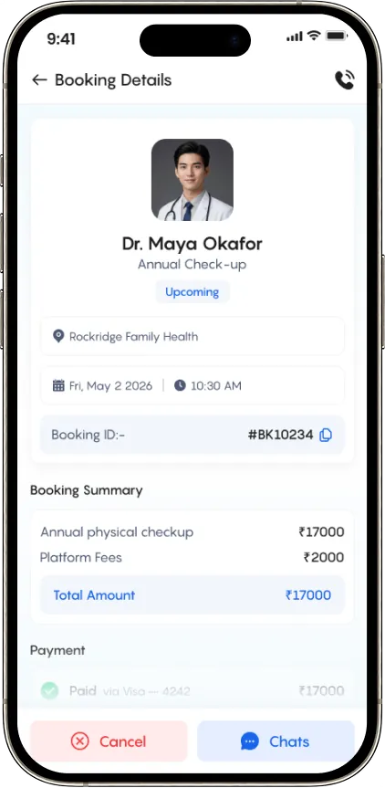 Bookento booking details — slot and payment status