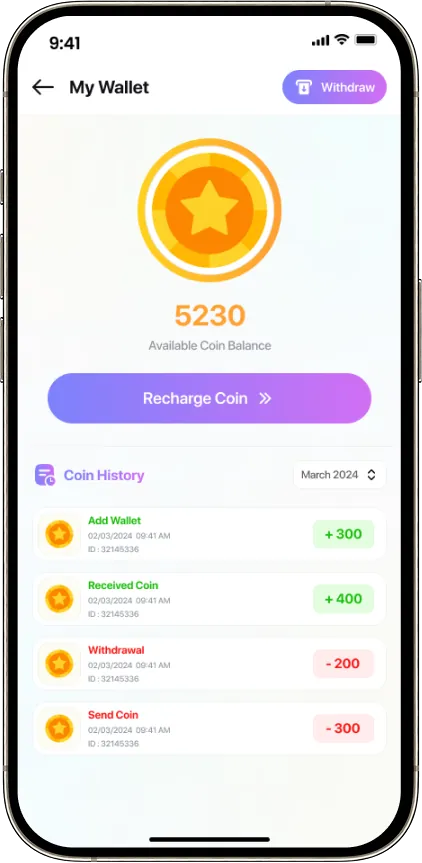 Shortie coin wallet screen