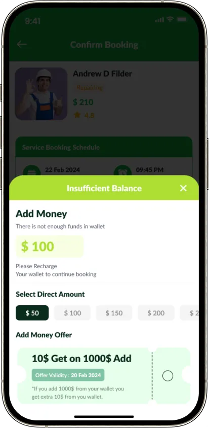 Handy wallet insufficient balance
