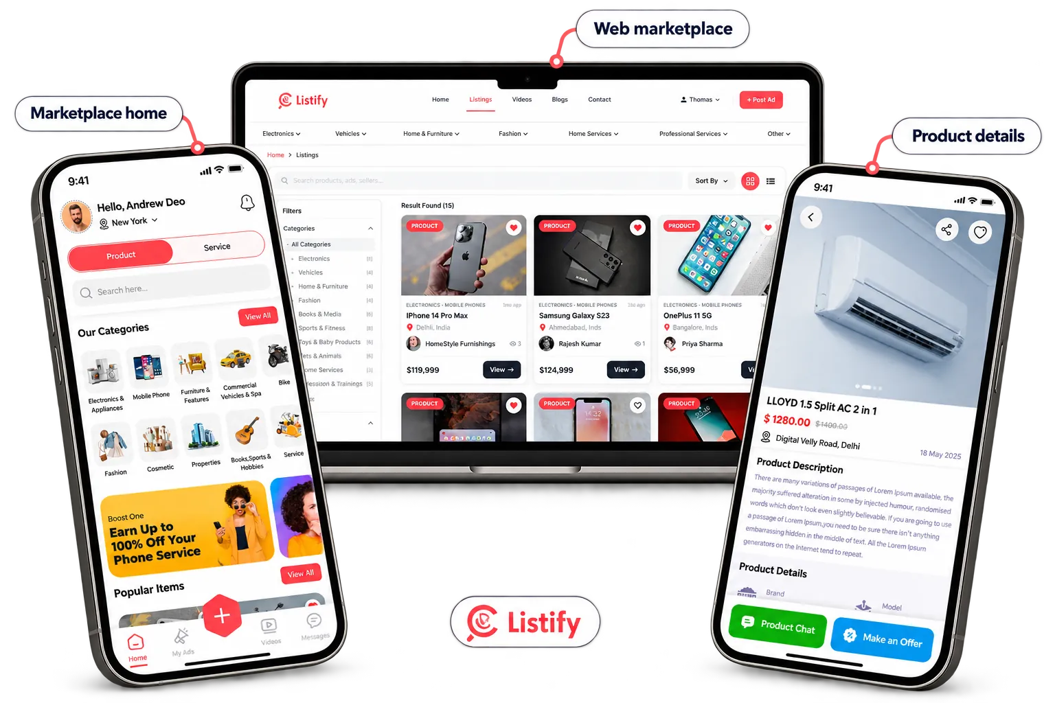 Listify — product hero collage