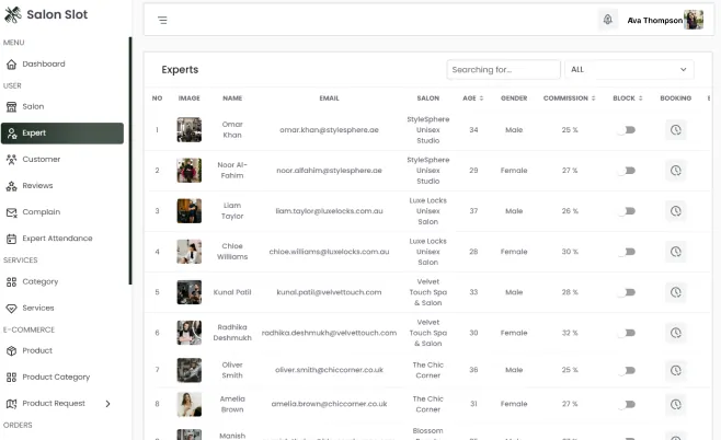 Multi Salon admin — Experts